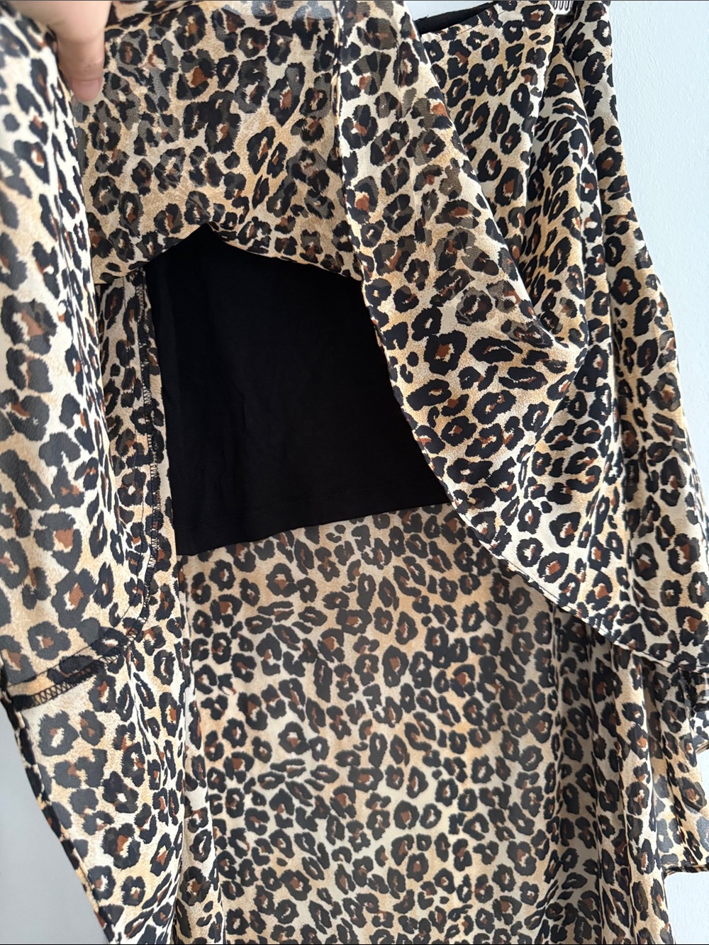 Guess Leopard Print High-Low Skirt - Black & Brown - Picture 3 of 4